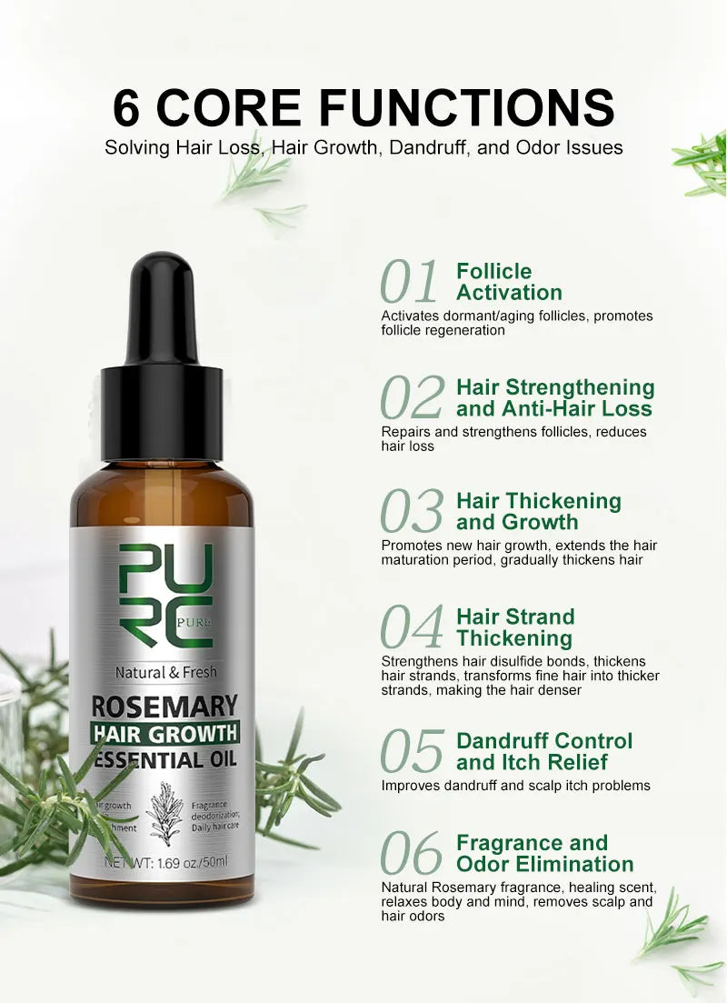 PURC Rosemary & Ginger Hair Growth Oil Treatment – Anti-Frizz, Anti-Dandruff (50ml)