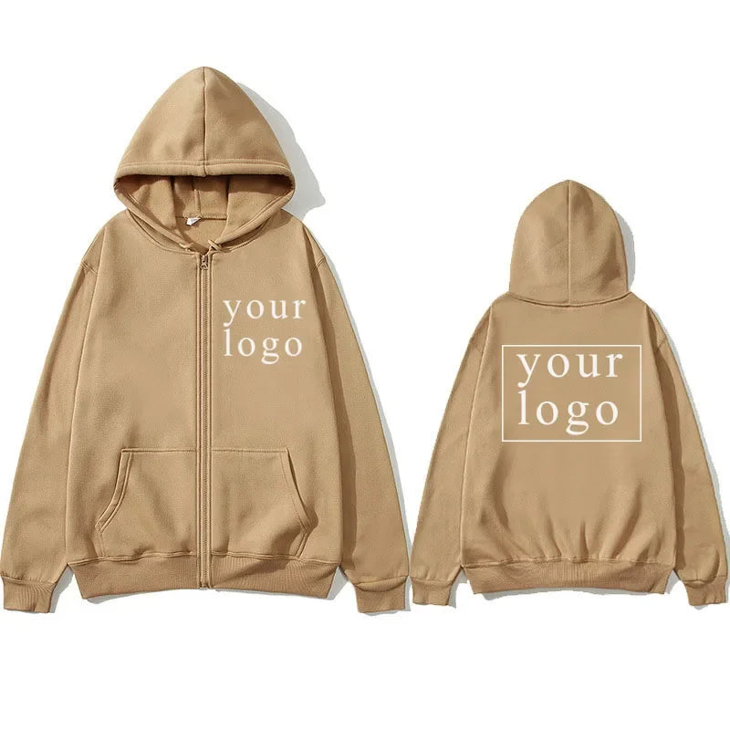 Custom Print Zip-Up Hoodie, Add Your Own Photo or Logo