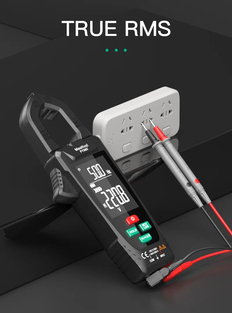 MASTFUYI Automatic Large-Screen Digital Clamp Meter Handheld Ammeter Clamp Multimeter 10000 Counts True RMS with NCV Detection