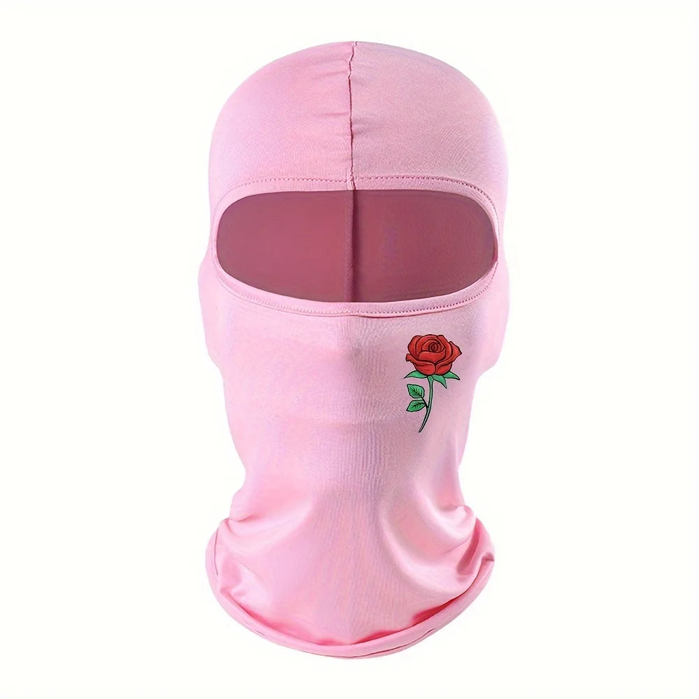 Rose Print Balaclava, Ski and Cycling Face Mask