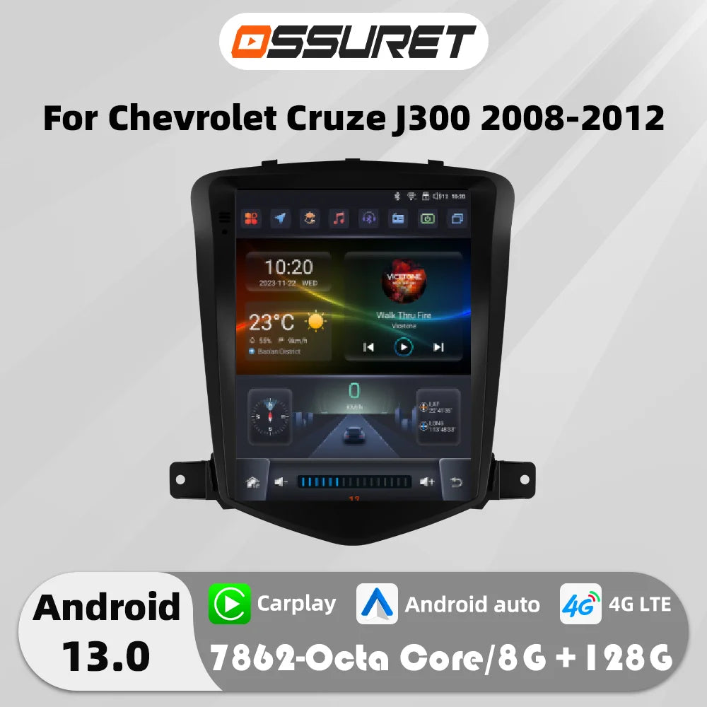 9.7" Android Car Stereo for Chevrolet Cruze J300 (2008–2012) — CarPlay, GPS, 4G, 360° Camera, Steering-Wheel Control