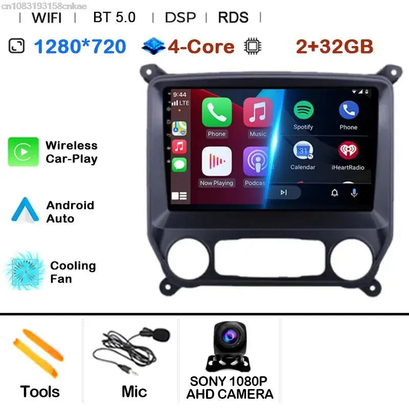 Car Radio Android 15 For Chevrolet Colorado 2014 - 2018 For Silverado GMC Sierra VIA Vtrux Truck 2014 - 2018 Carplay Stereo Auto