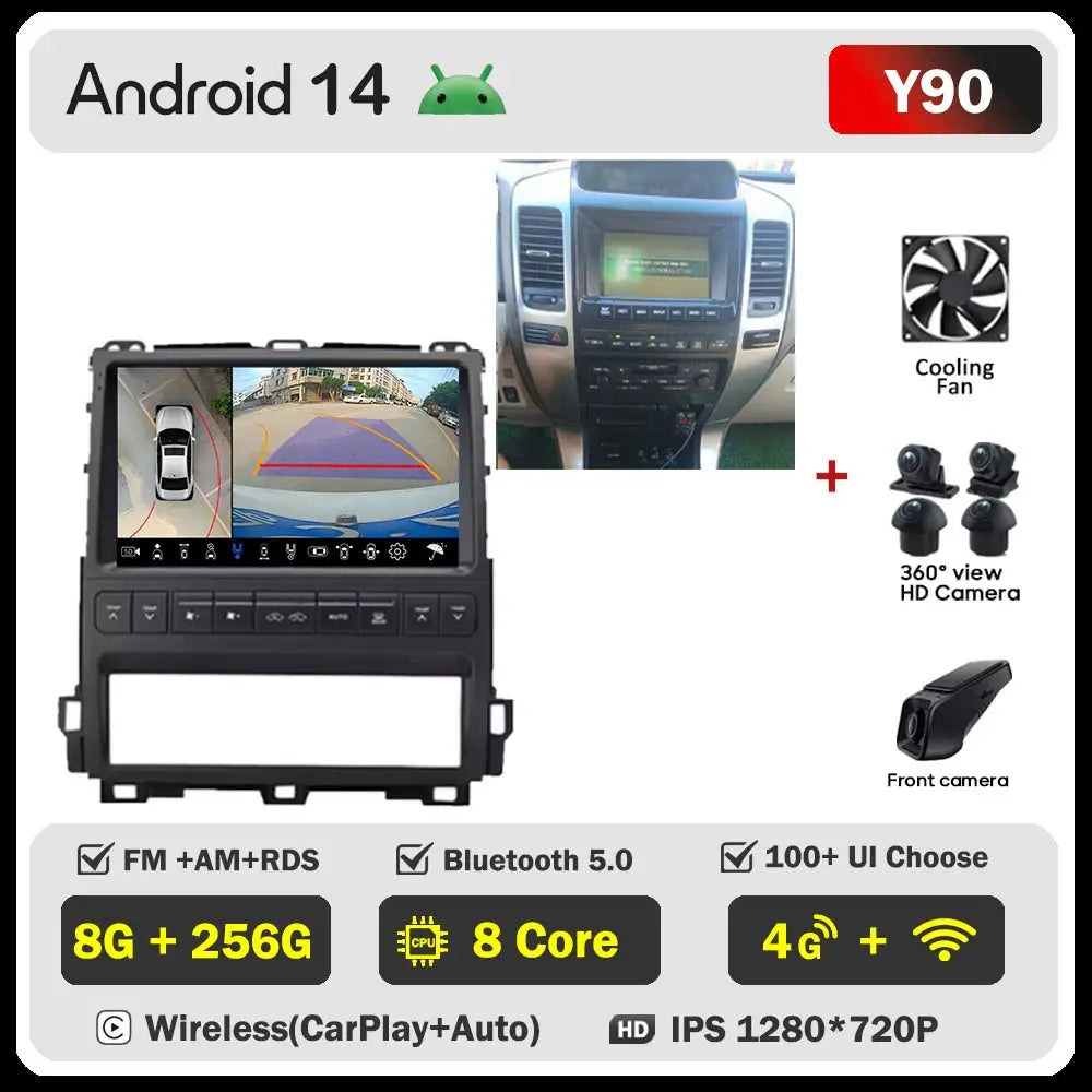 Android Car Stereo for Toyota Land Cruiser Prado & Lexus GX470 (2002–2009) — CarPlay, GPS Navigation, Multimedia