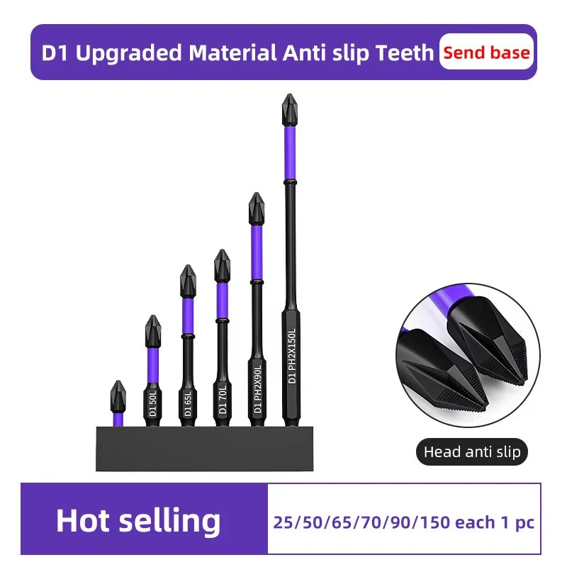 6PC Upgraded High Hardness And Strong Magnetic Bit 25/65/70/90/150mm Non-slip Cross High Hardness Electric Hand Drill Screw Set