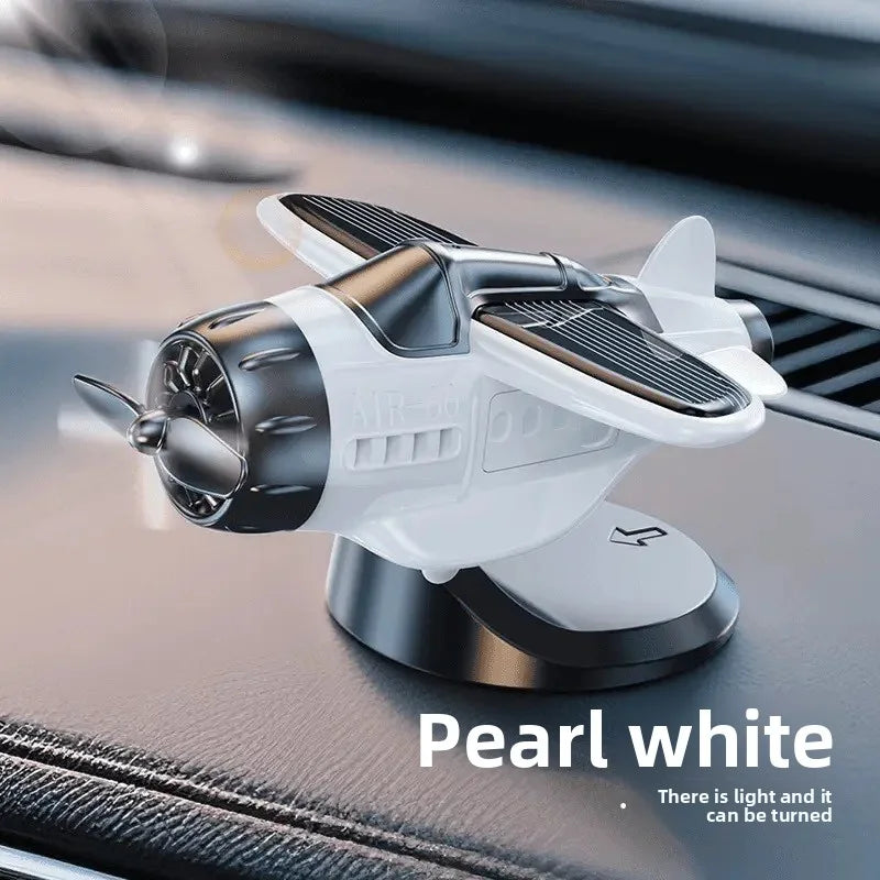 Car Ornament Solar Airplane Ornaments 360 Rotary Car Center Console Powered Aircraft Ornaments Car Interior Decor Accessories