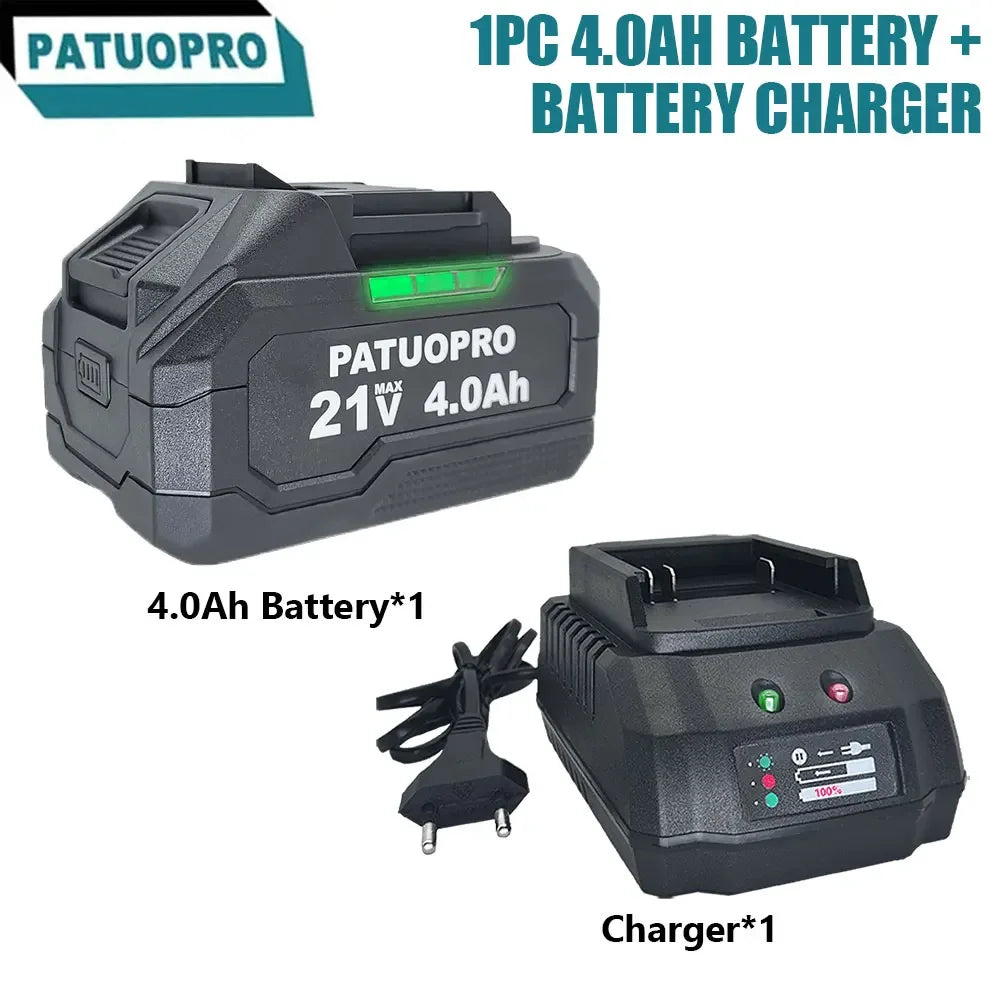 PATUOPRO 18-21V 2.0-6.0Ah Rechargeable Lithium Battery For Makita 18V Cordless Wrench Saw Drill Angle Grinder Blower Screwdriver