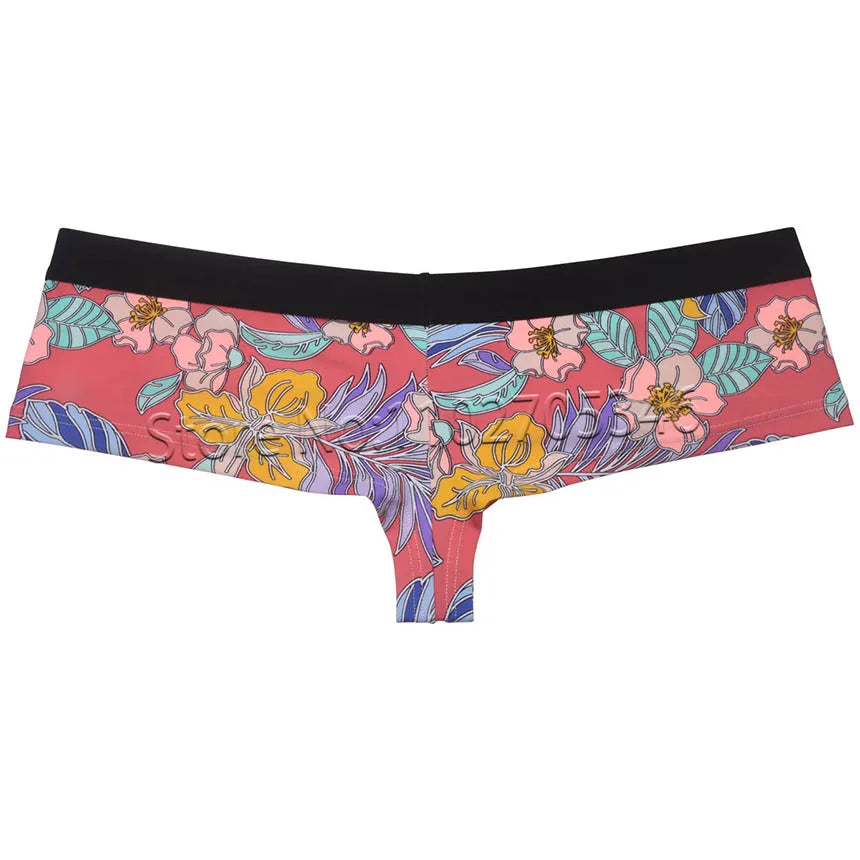 Men's Bikini Boxershorts Brazilain Underwear Male Swim Briefs ThongS Bulge Pouch Cheeky Trunk 1/2 Back Coverage Panties Printed
