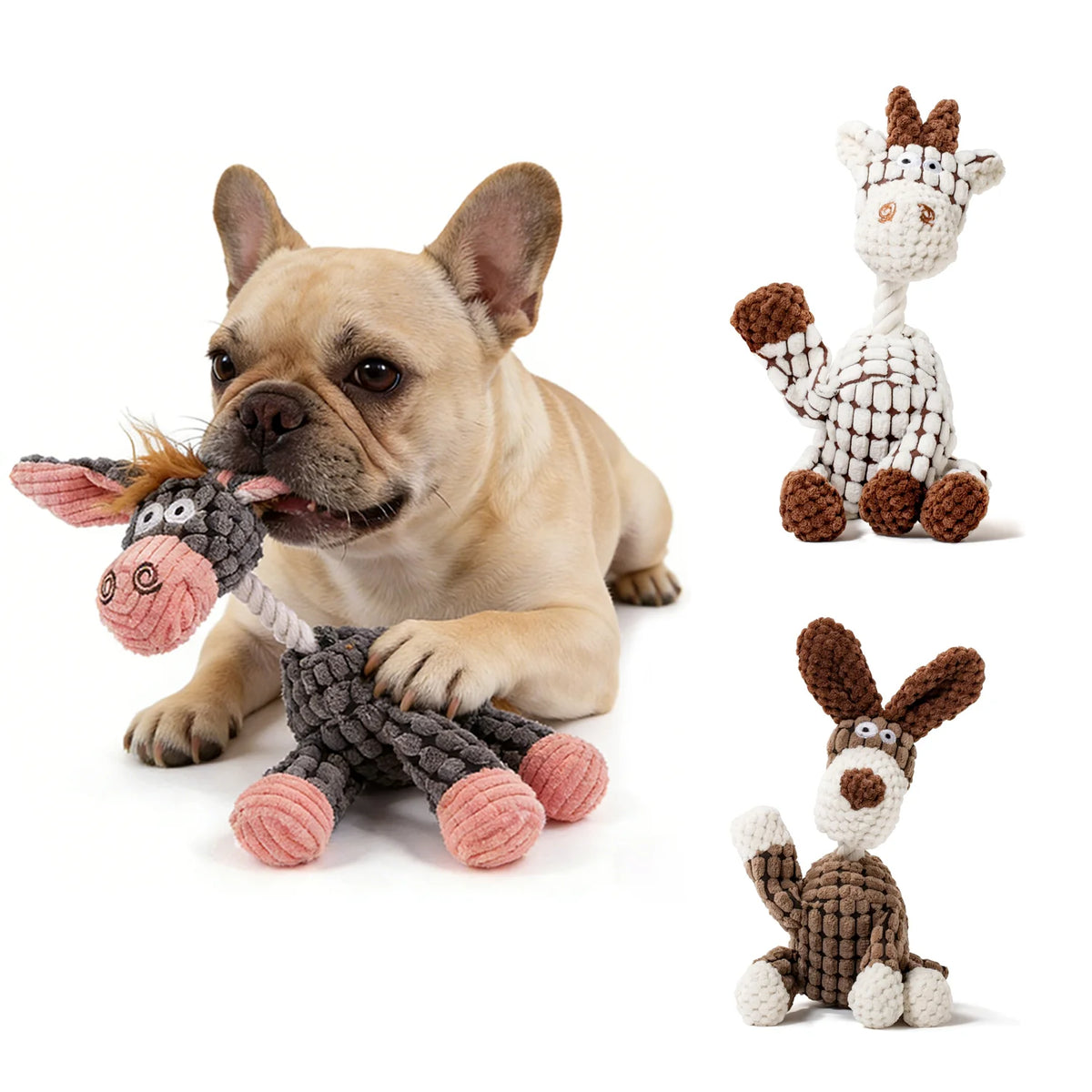 Donkey Plush Dog Toy - Durable Squeaky Toy for Large Dogs