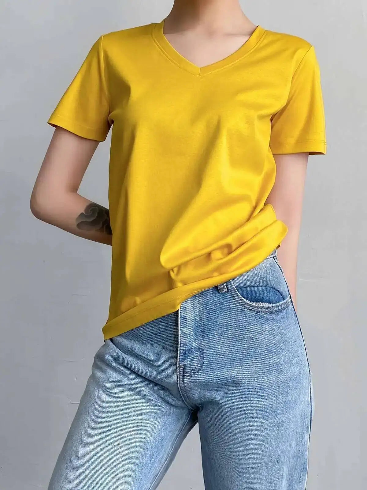 Women's Luxury Mulberry Silk Cotton T-Shirt – Loose Round Neck Short Sleeve Solid Basic Top