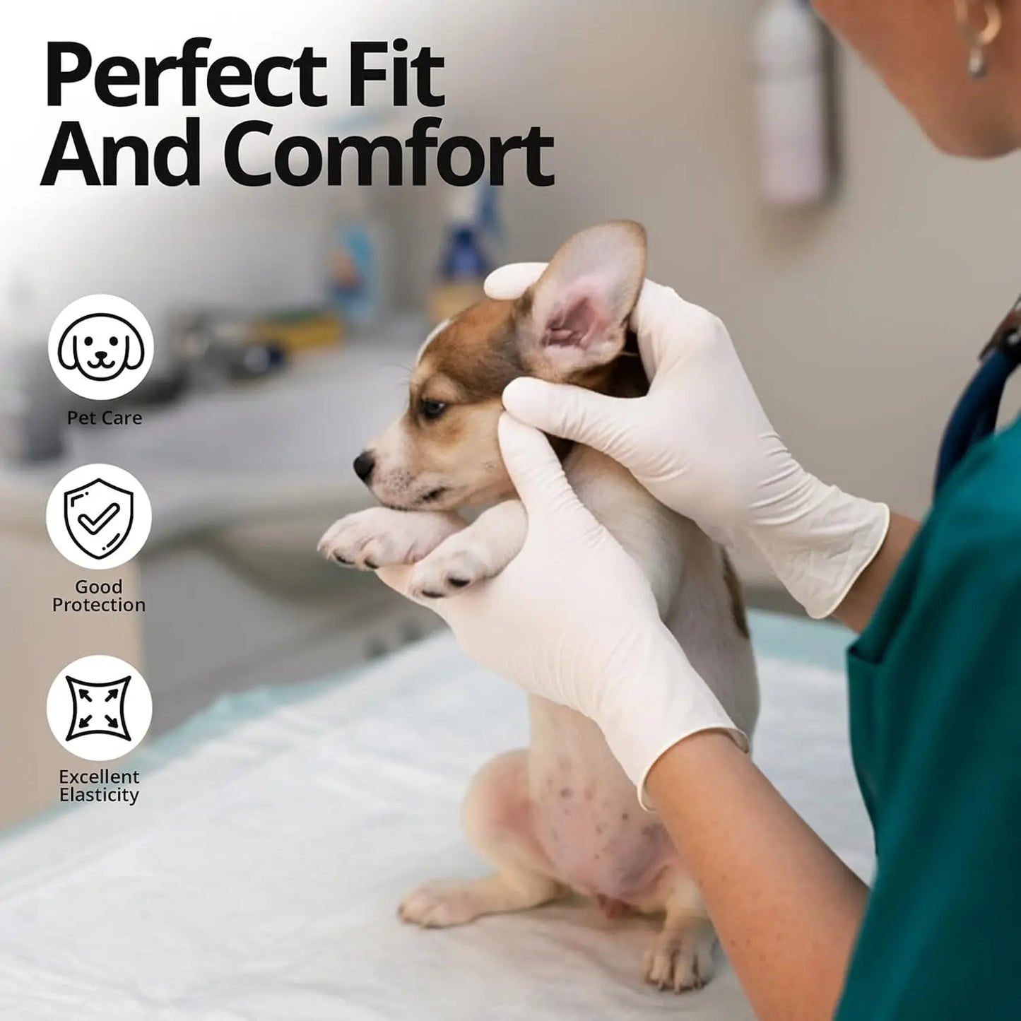 Powder-Free White Nitrile Gloves, 4XL Sizes with Size Chart, Super Flexible for Manicure, Pet Care, Crafting & Daily Chores