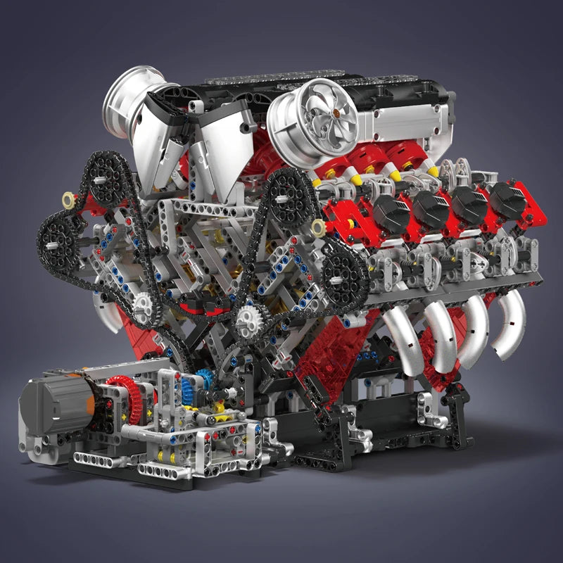 Mould King 10130 The F488 Supercar V8 Engine Building Block Technical Car Brick Set Assembly Car Engine Toys Kids Christmas Gift