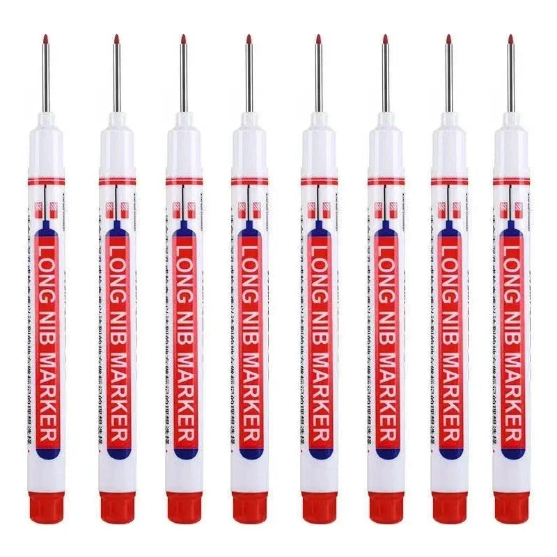 8Pcs/Set 20mm Deep Hole Long Nib Head Markers For Metal Perforating Pen Waterproof Bathroom Woodworking Decoration Multi-Purpose