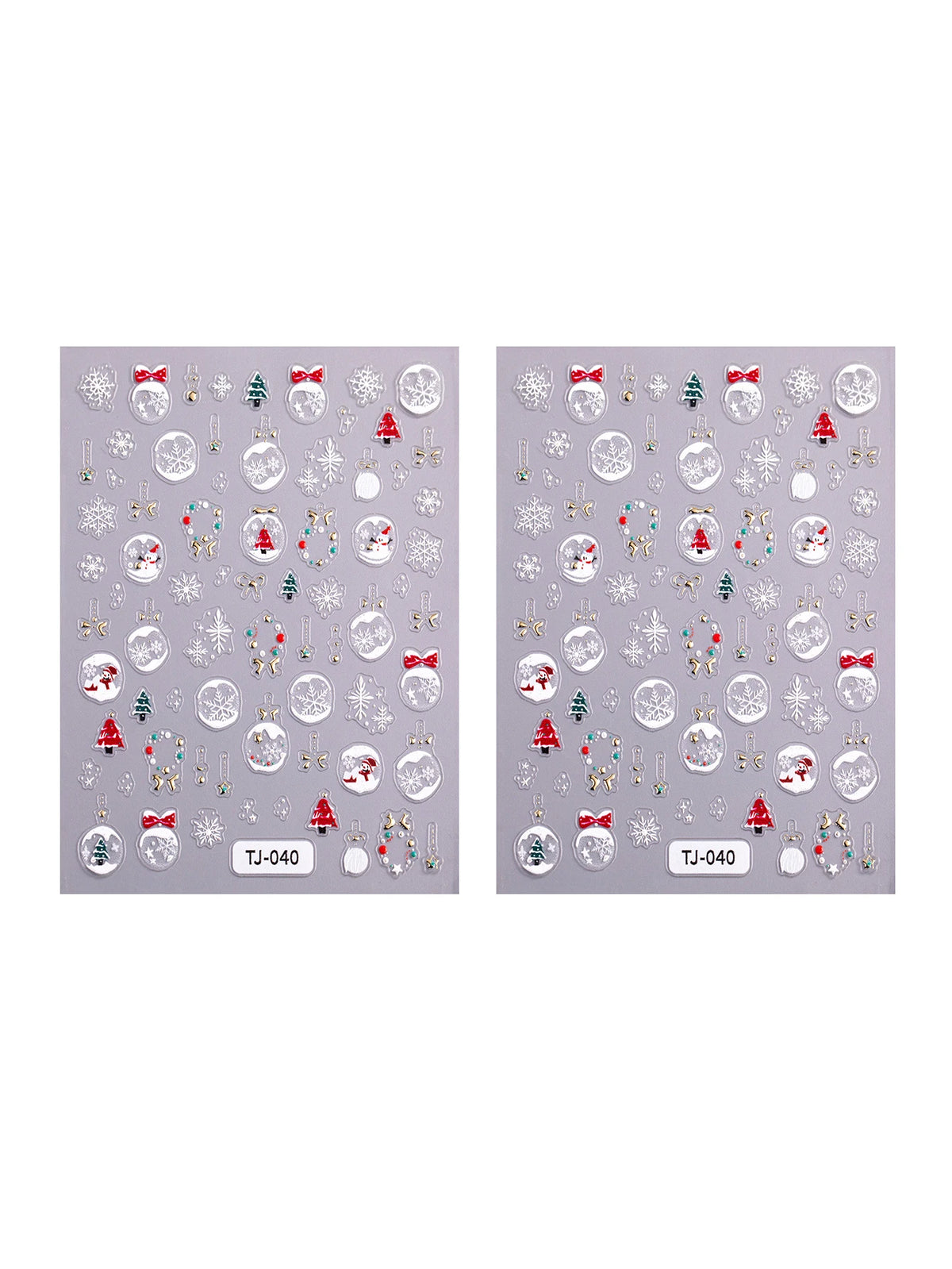 1/2pcs Winter Christmas Ball Snowflake Nail Stickers 5D Relief White Hollow Christmas Celebration Nail Stickers Decorations