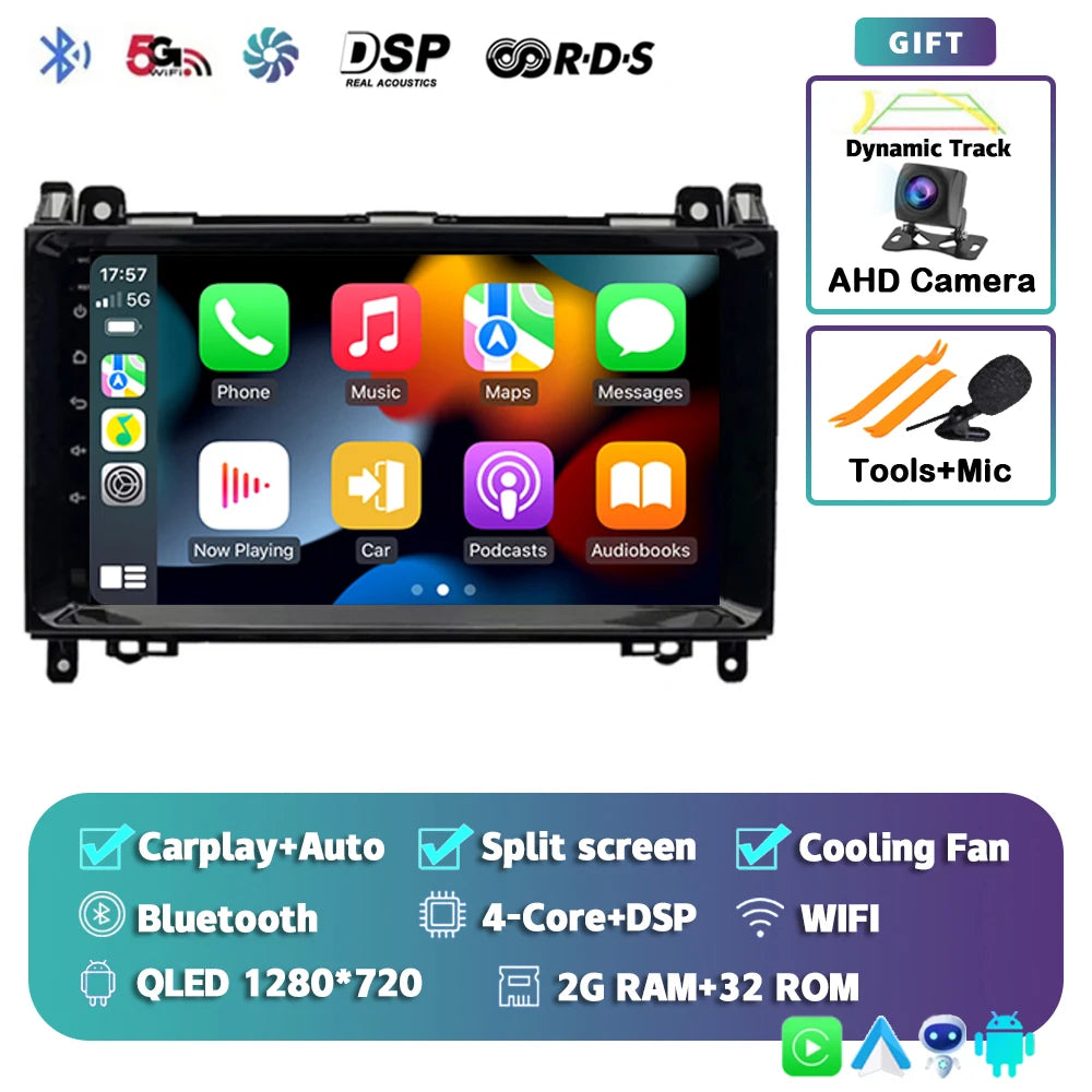 Android 16 For Benz Sprinter Volkswagen Crafter 2006 - 2016 2K QLED Android Car Radio Multimedia Video Player GPS stereo CarPlay