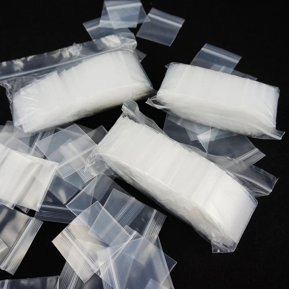 100pcs Mini Plastic Storage Bags Resealable Self Sealing Zipper Clear Plastic Pouch For Small Business Jewelry Storage Packaging
