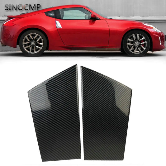 2Pcs Exterior Car Window Pillar Trim Cover Carbon Fiber For Nissan 370Z 2009-2020 Automobiles Parts Accessories Exterior Parts