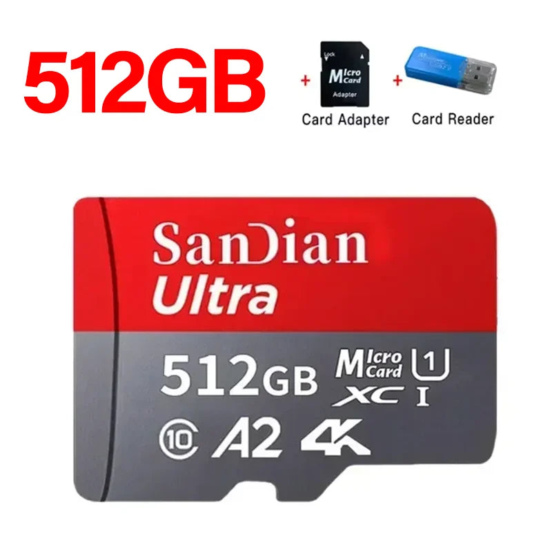 A2 U3 SD Memory Card 128GB 256GB High Speed TF Card 4K Video Recording for Tablet Surveillance Camera Shockproof Dustproof