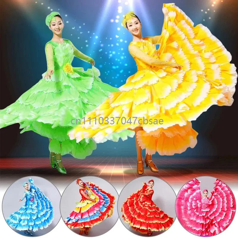 Women's big swing petal flamenco dress