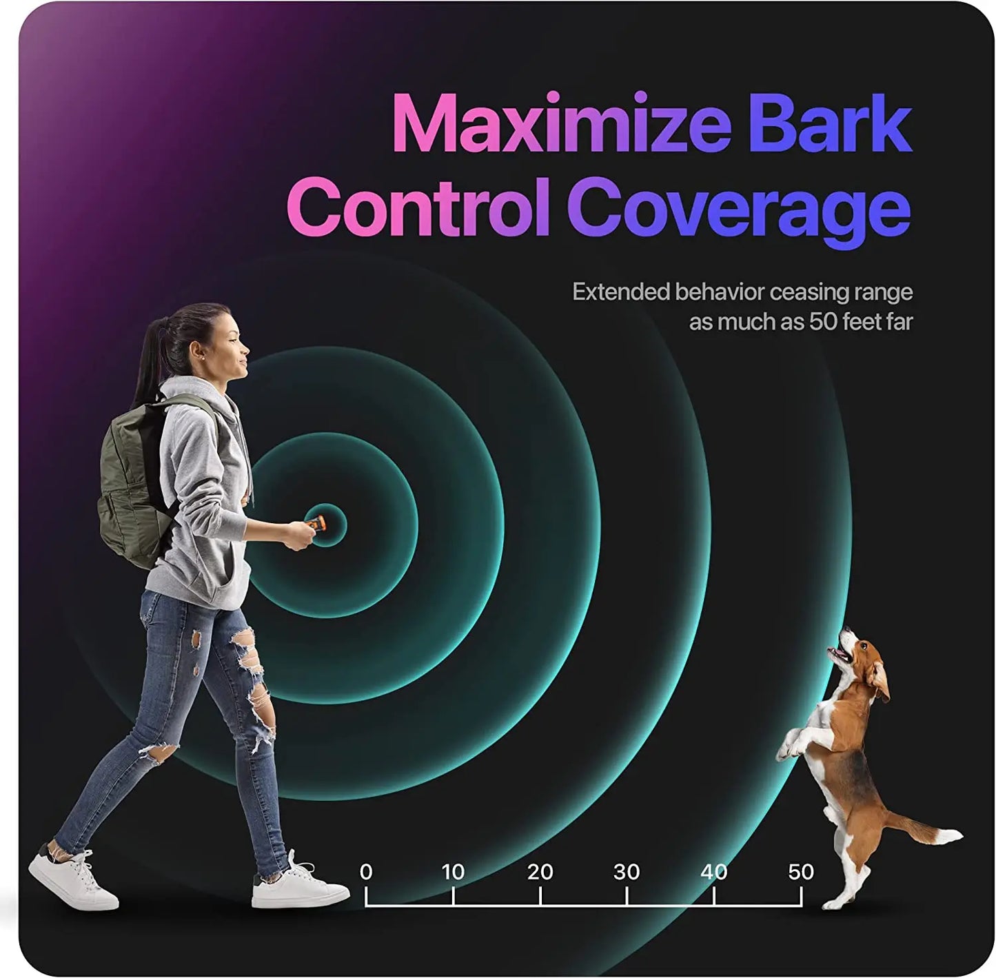 Ultrasonic Dog Repeller & Anti-Bark Deterrent Device – Rechargeable with LED Flashlight | Black & Orange