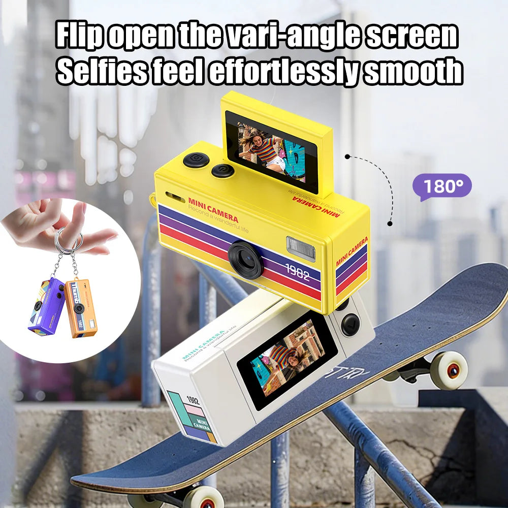 Ourlife Retro Keychain Camera — 180° Flip Screen Mini Camcorder