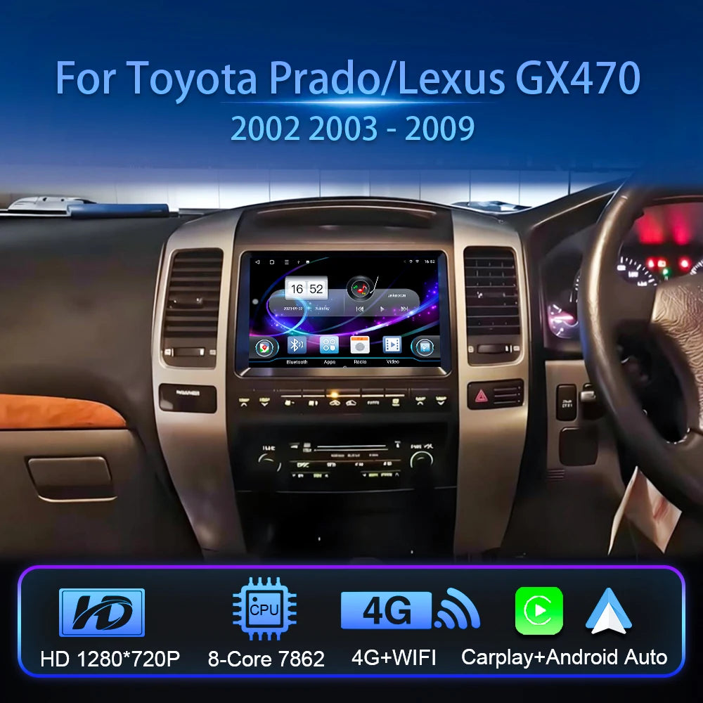 Android Car Stereo for Toyota Land Cruiser Prado & Lexus GX470 (2002–2009) — CarPlay, GPS Navigation, Multimedia