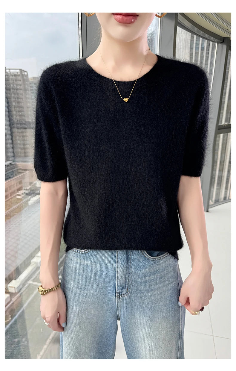Women's Short Sleeve Knit Sweater Top