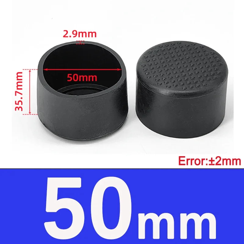 1-20Pcs Round Black PVC Soft Rubber Pipe Sleeve Tube Cap Table Chair Foot Pad Protective Cover 6 8 10 12 14 16 20 22 25 28-100mm