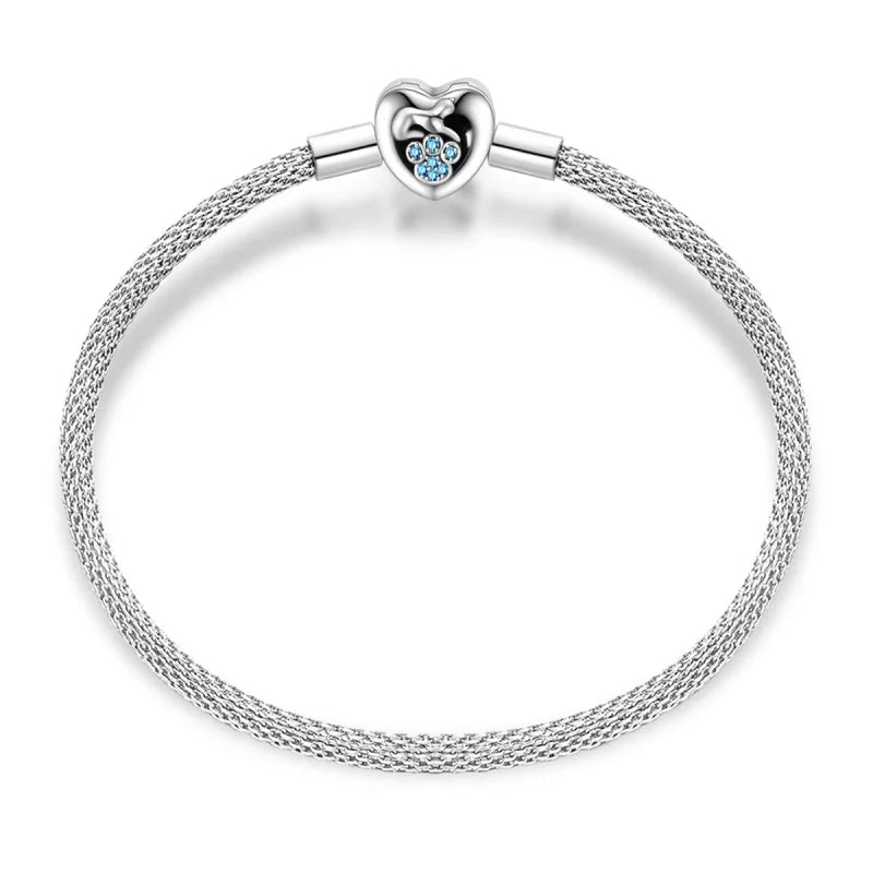 925 Sterling Silver Charm Bracelet – Star Moon Sun Four Leaf Clover Zircon | DIY Birthday Gift for Women (17-20cm)