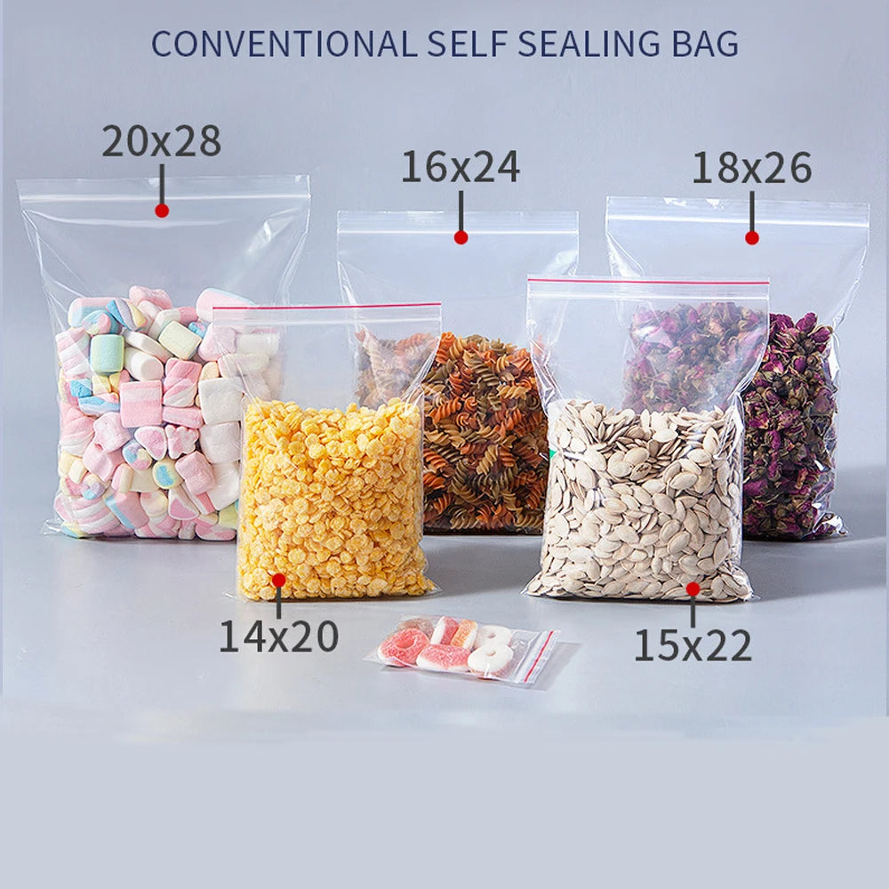 100-1000Pcs Small Zip Lock Plastic Bags Transparent Bag Reclosable Vacuum Storage Bag PE Clear Bag Ziplock Food Storage zip Bags