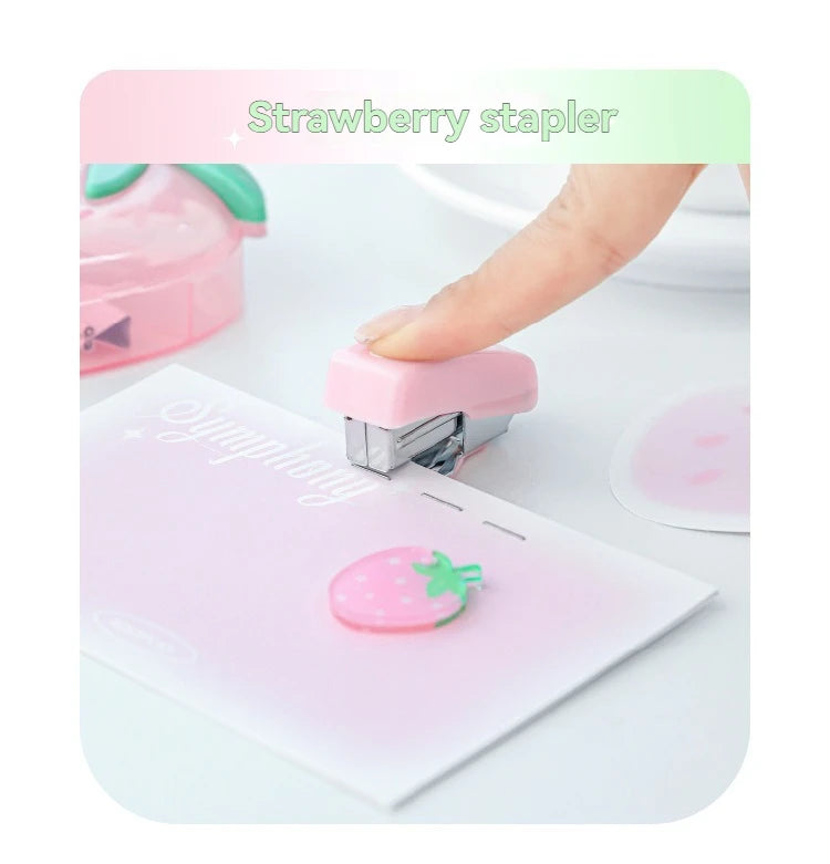 1PC Tool Set High Beauty Strawberry Efficiency Set Stapler Storage Stationery Student Specific Tool Set