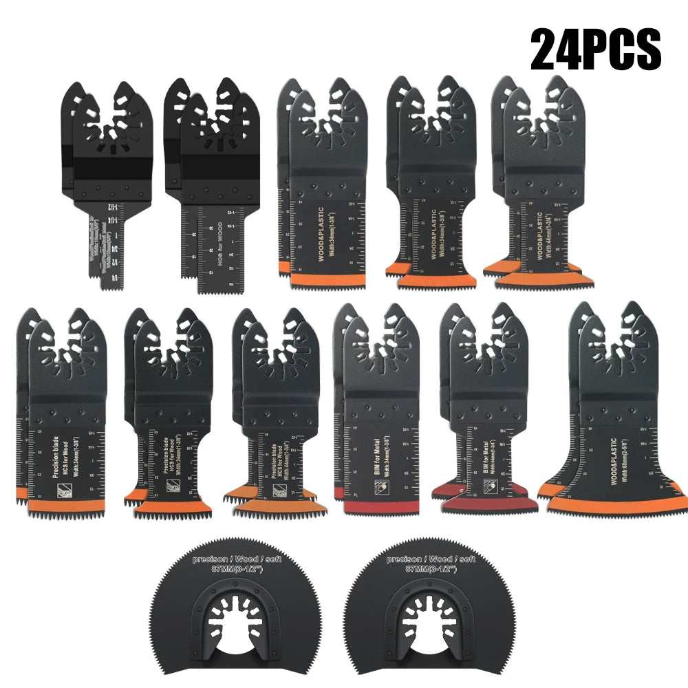 Japanese Tooth Carbide Oscillating Saw Blade Kit 10-39Pcs Arc Edge Oscillating Multitool Blades Precise Cut for Wood PVC Iron