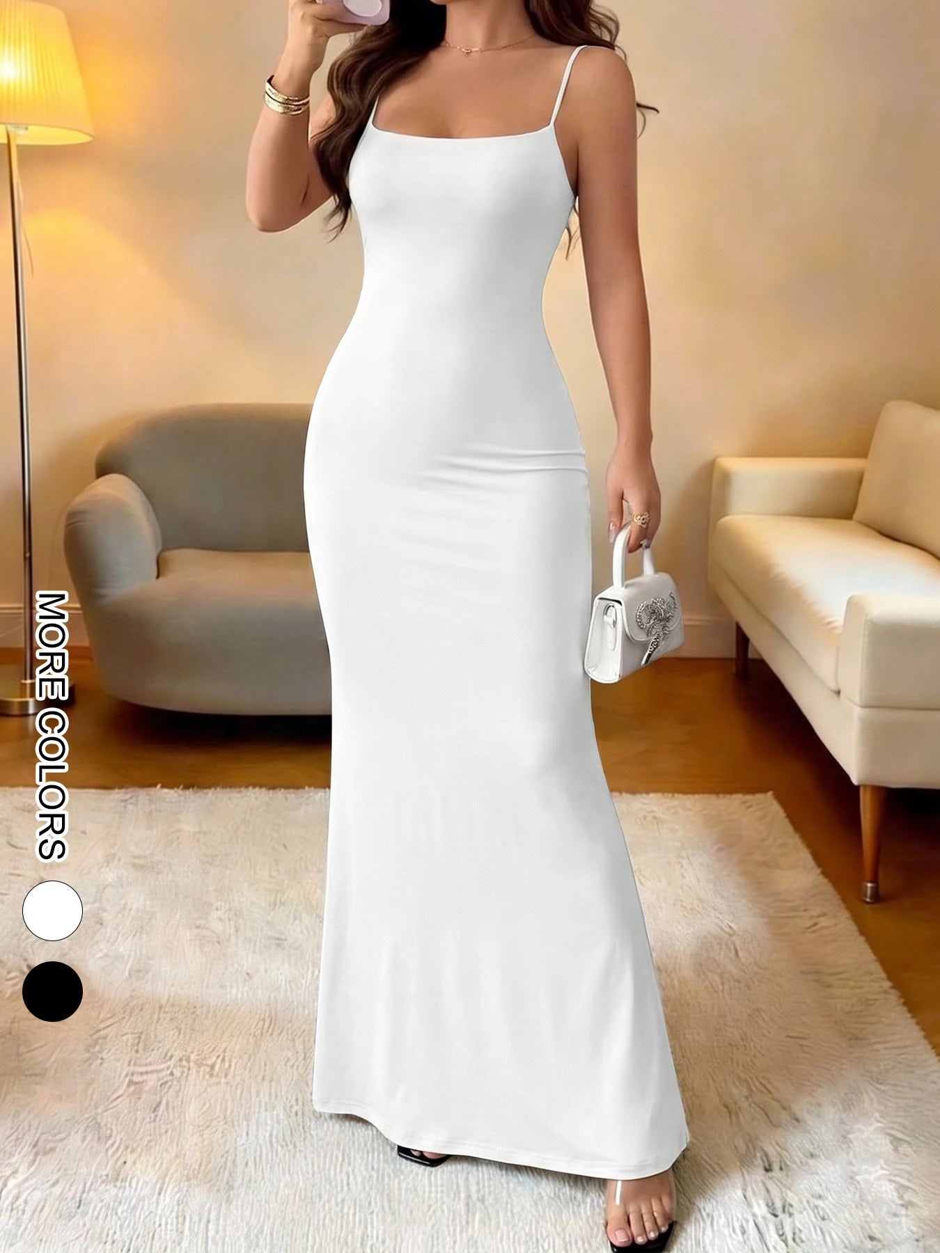 Summer New Strap Dresses Solid Sexy Women Streetwear Sheath Sleeveless Bodycon Dress Casual  Elegant Party Ankle-Length Dresses