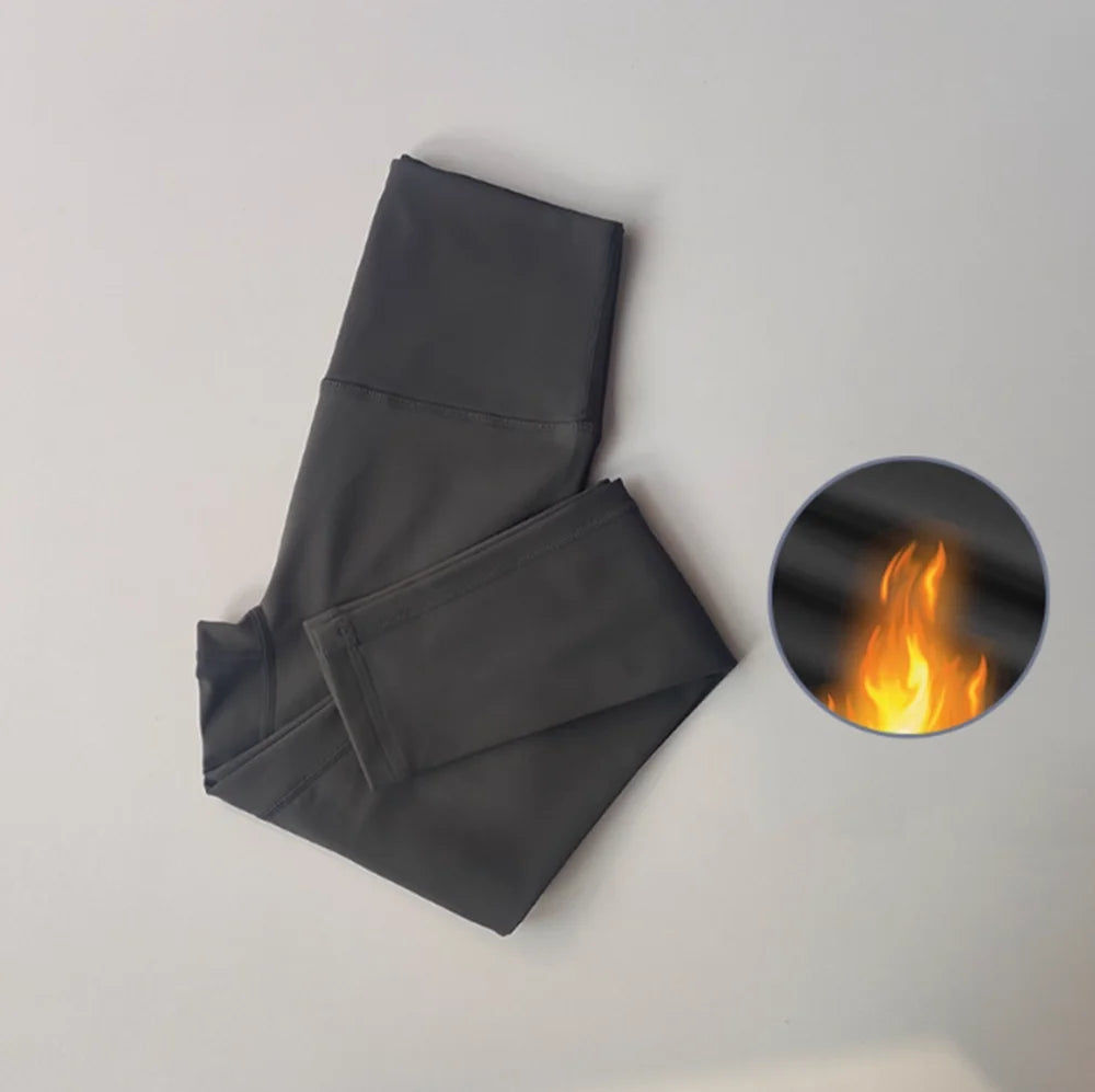 Women's Fleece Lined Workout Leggings - High Waisted Winter Yoga Pants - photo 11