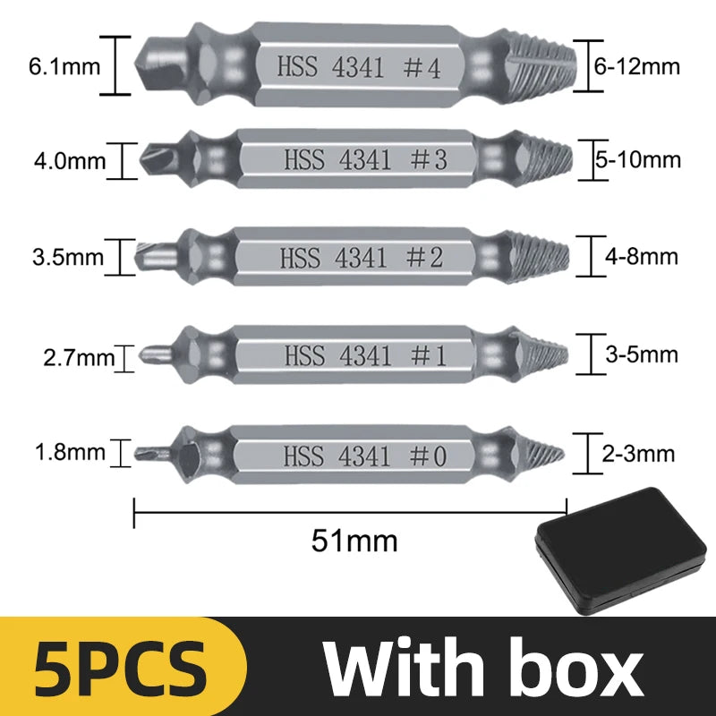 TOOLEYE Damaged Screw Extractor Set Center Drill Bit Set Woodworking Tools Broken Bolt Extractor Bolts Screws Remover Extractor