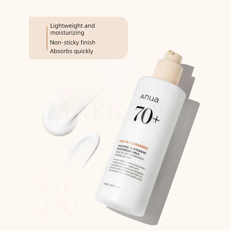 Korean Skincare Set ANUA Rice 70 Glow Milky Toner,Intensive Moisturizing Milk Lotion,Hydrating&Nourishing,Barrier Care 2pcs Sets