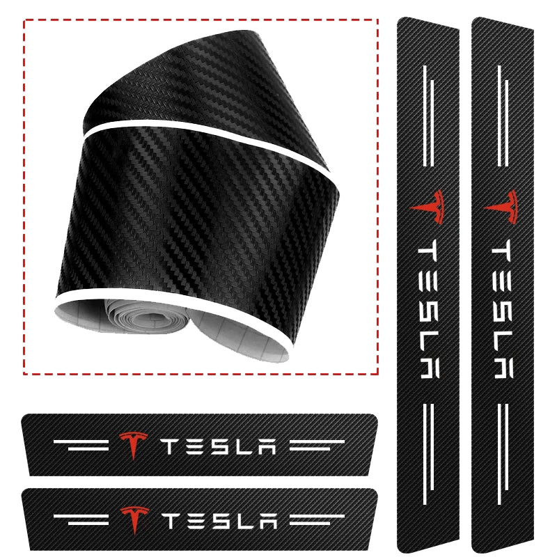 Carbon Fiber Car Door Sill Protector Sticker – Tesla Model 3, Y, S, X, Cybertruck & Roadster