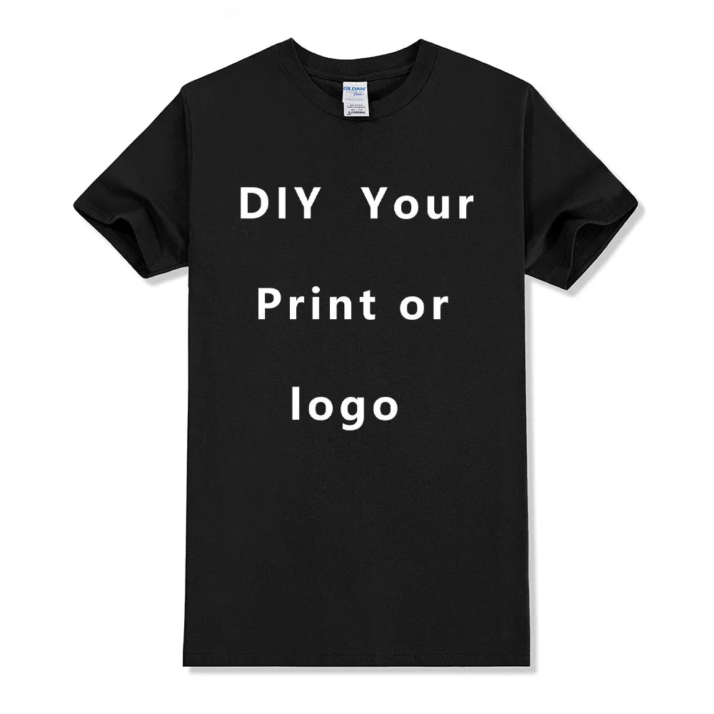 EU size 100% pure cotton custom T-shirt front and back team school uniform store logo text photo for men's personalized high-end