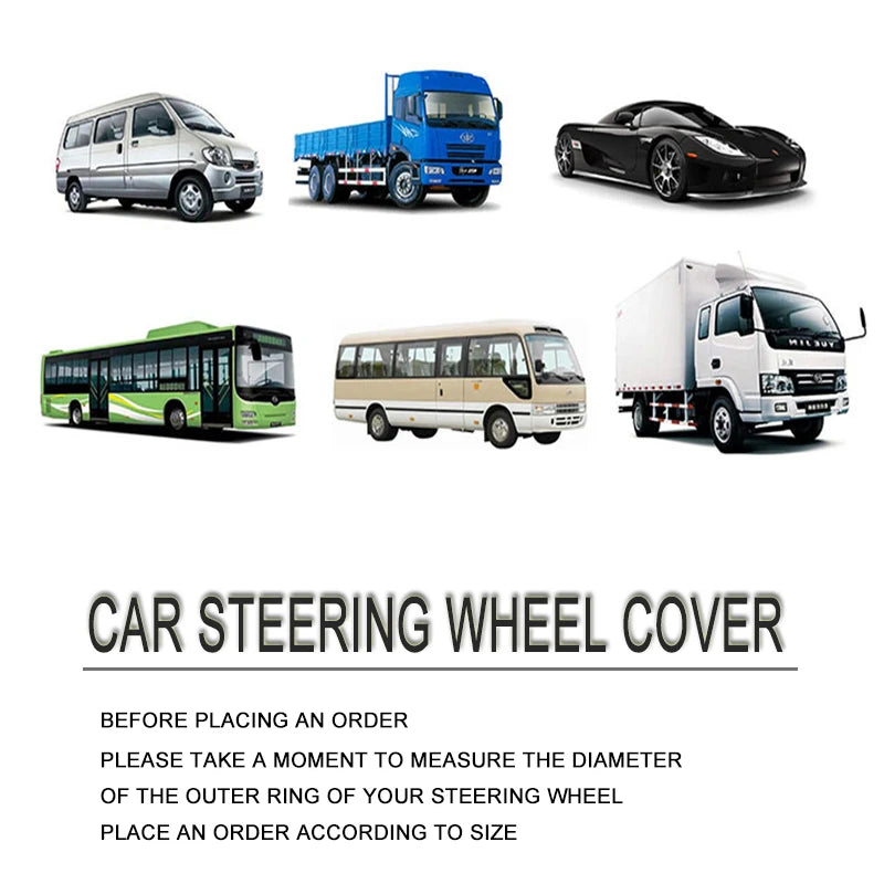 Car Truck PU Leather Embossed Steering Wheel Cover Steering-Wheel For Auto Diameters 36 38 40 42 45 47 50CM 7 Sizes to Choose