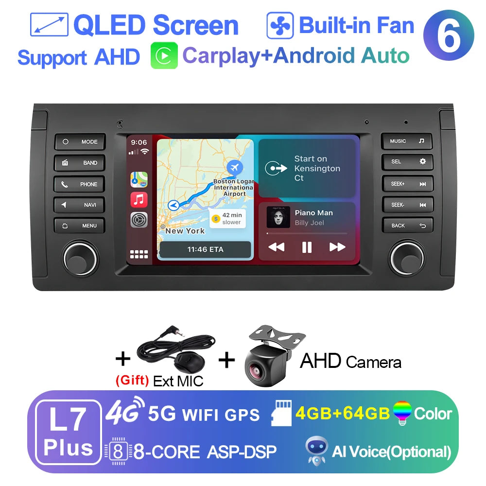LEHX L6 2din Android14 Auto Carplay Car Radio Multimedia Stereo For BMW E53 5 Series E39 M5 1995-2003 Stereo autoradio gps 2 din