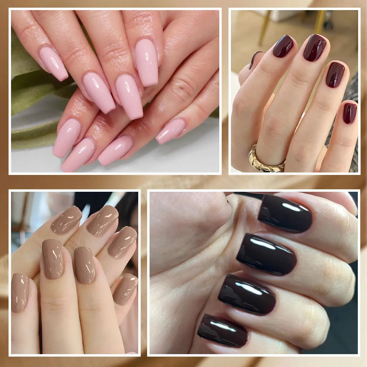 8ml 6-piece gel nail polish set, classic colors, smooth application, shiny effect, no fragrance
