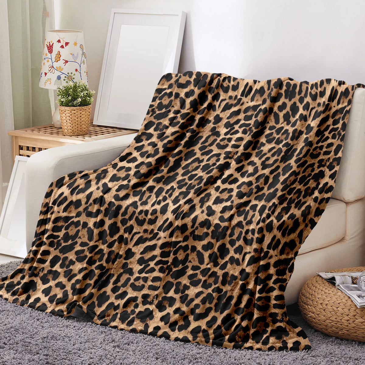 Leopard Print Flannel Throw Blanket - Soft Cozy Blanket for Sofa and Bed - photo 2