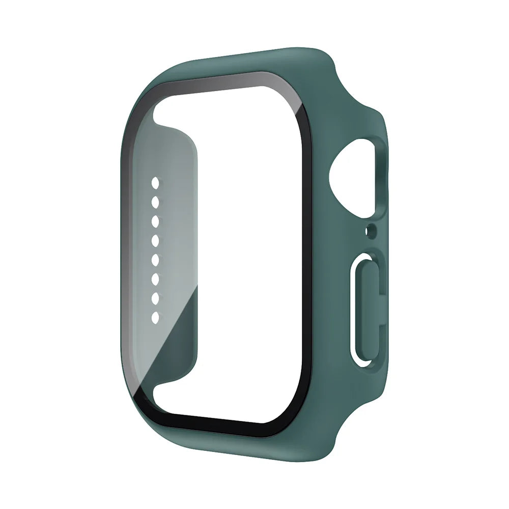 Apple Watch Tempered Glass Case + Screen Protector – Series 1–11, SE & Ultra 2 (38–46mm)