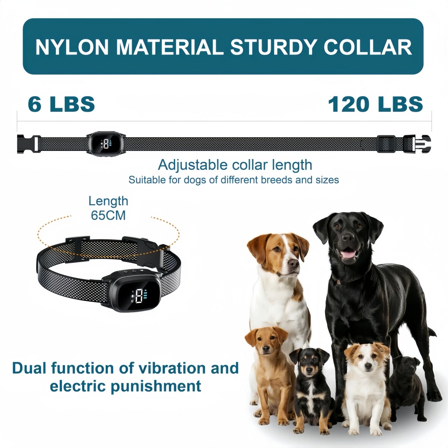 Waterproof Rechargeable Anti-Bark Dog Collar – Vibration Training Collar for Small & Medium Dogs | Black