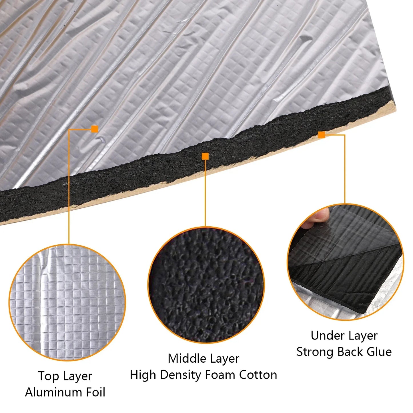 Fireproof Heat and Sound Insulation Mat 200x50cm Acoustic Thermal Mat Soundproof Wall Panels Noise Insulation for Car Deadening