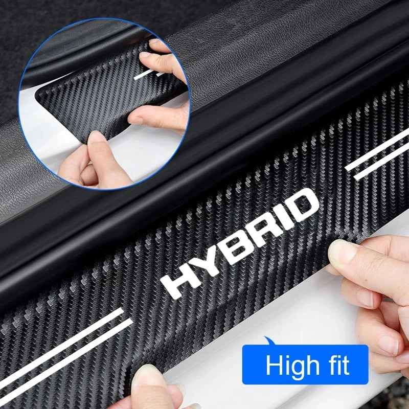 60X7CM Carbon Fiber Car Door Threshold Protective Sticker for Hybrid Synergy Drive Toyota Prius Camry Rav4 yaris Crown Auris for