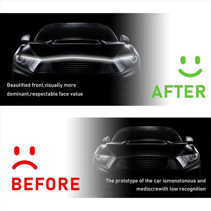 Daytime Running Light LED White DRL For Toyota iQ Car Hood Ambient Lamp Scan Starting Strips Flexible 12V