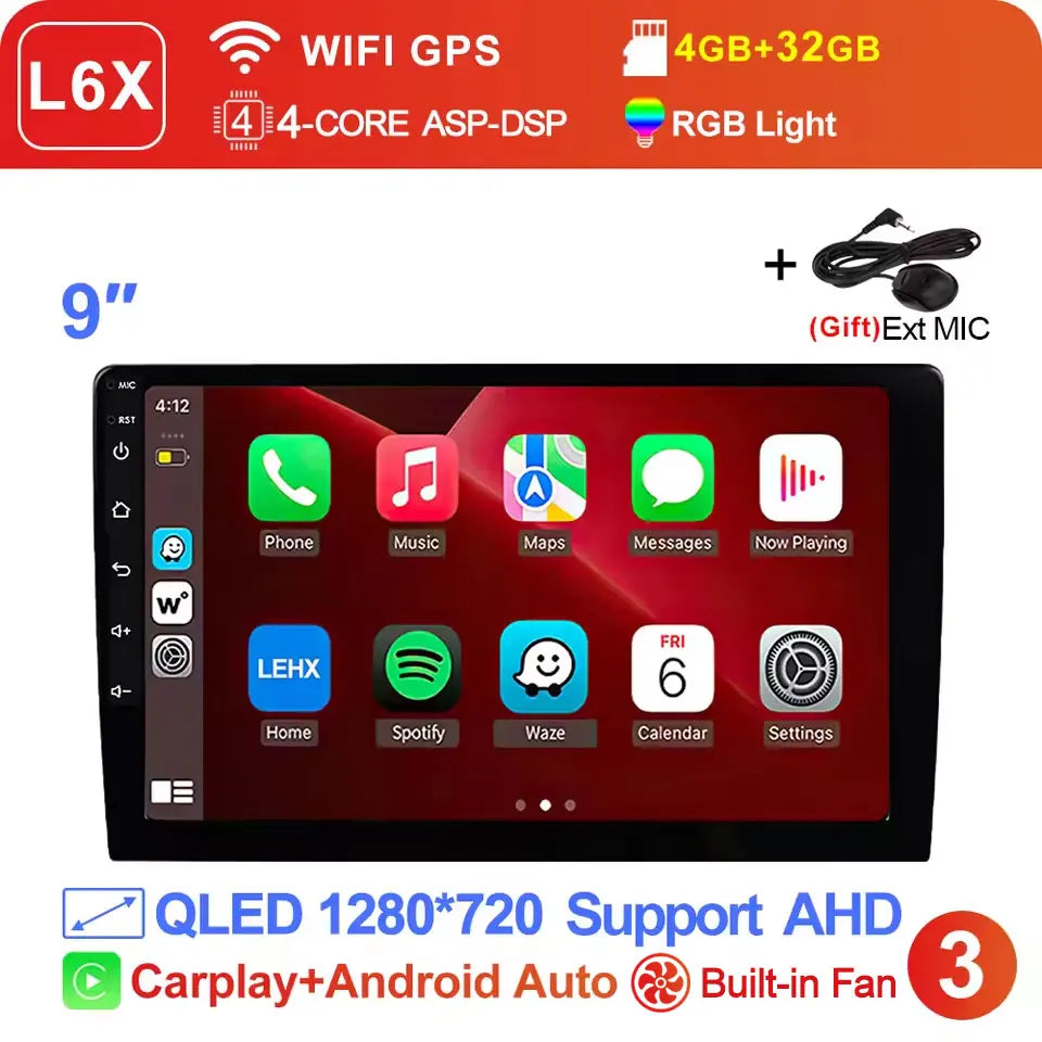 LEHX Universal 2-DIN Android Car Stereo (7"/9"/10") — Wireless CarPlay, Android Auto, GPS, 4G, WiFi