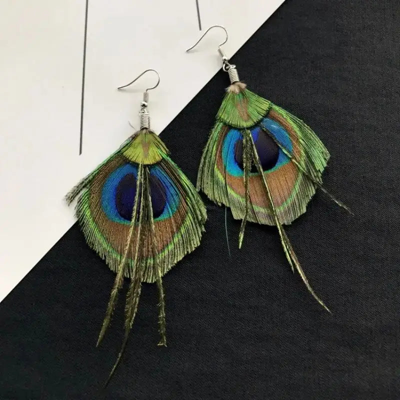 Unique Exaggerate Feather Earrings Creative Feathers Long Earrings Trendy Boho Big Earrings Jewelry Wholesale Custom Packaging