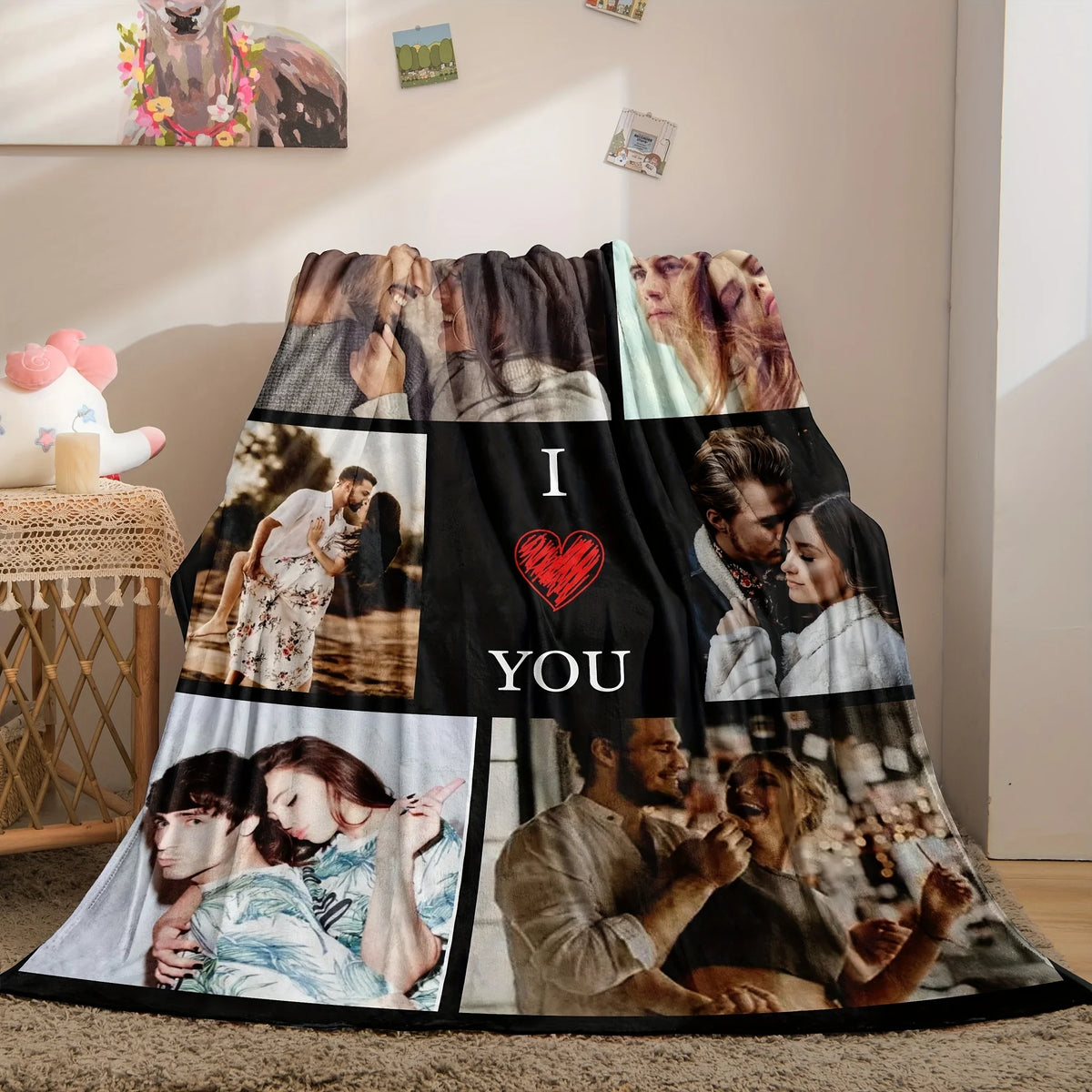 Custom Couple Photo Flannel Blanket, Personalized Gift