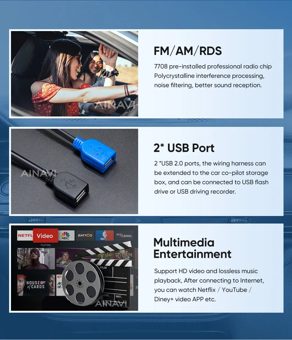 Ainavi Car Multimedia Player For Volkswagen VW Tiguan 2006 2008 2010 2016 Golf Plus Wireless Carplay Android Auto 4G Wifi 2din